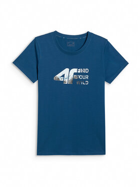 4F 4F T-Shirt TREKKING Turkusowy Regular Fit
