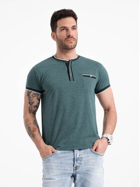 Ombre Ombre T-Shirt OM-TSCT-0175 Zielony Casual Fit