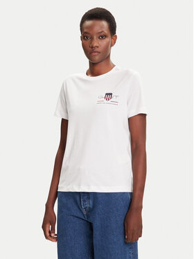 Gant Gant T-shirt Bisiklet Yaka 4200277 Bijela Regular Fit