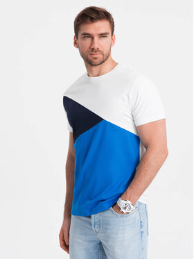 Ombre Ombre T-Shirt OM-TSCT-0174 Niebieski Regular Fit
