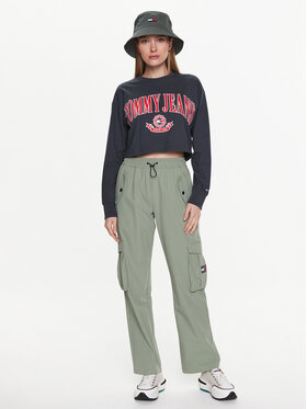 Tommy Jeans Majica Collegiate DW0DW15575 Siva Cropped Fit