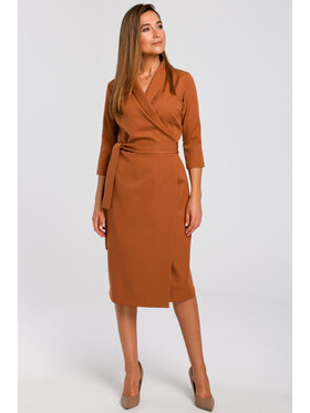 Stylove Stylove Koktejlové šaty S175 Hnědá Regular Fit