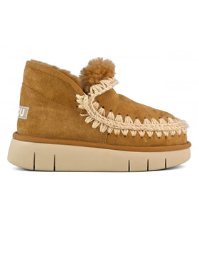 Mou Mou Botki eskimo bounce sneaker è realizzata a mano in vera pelle di montone Beżowy