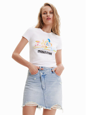 Desigual Desigual T-krekls 23SWTK53 Balts Regular Fit