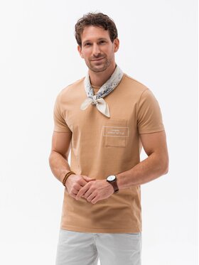 Ombre Ombre T-Shirt S1742 Hnědá Regular Fit