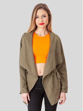 Perso Perso Kurtka przejściowa wiązany z kapturem Khaki Slim Fit