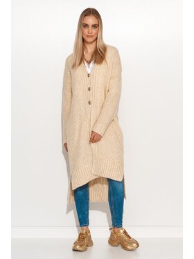 Makadamia Makadamia Kardigan S125 JASNY BEŻ Beżowy Oversize
