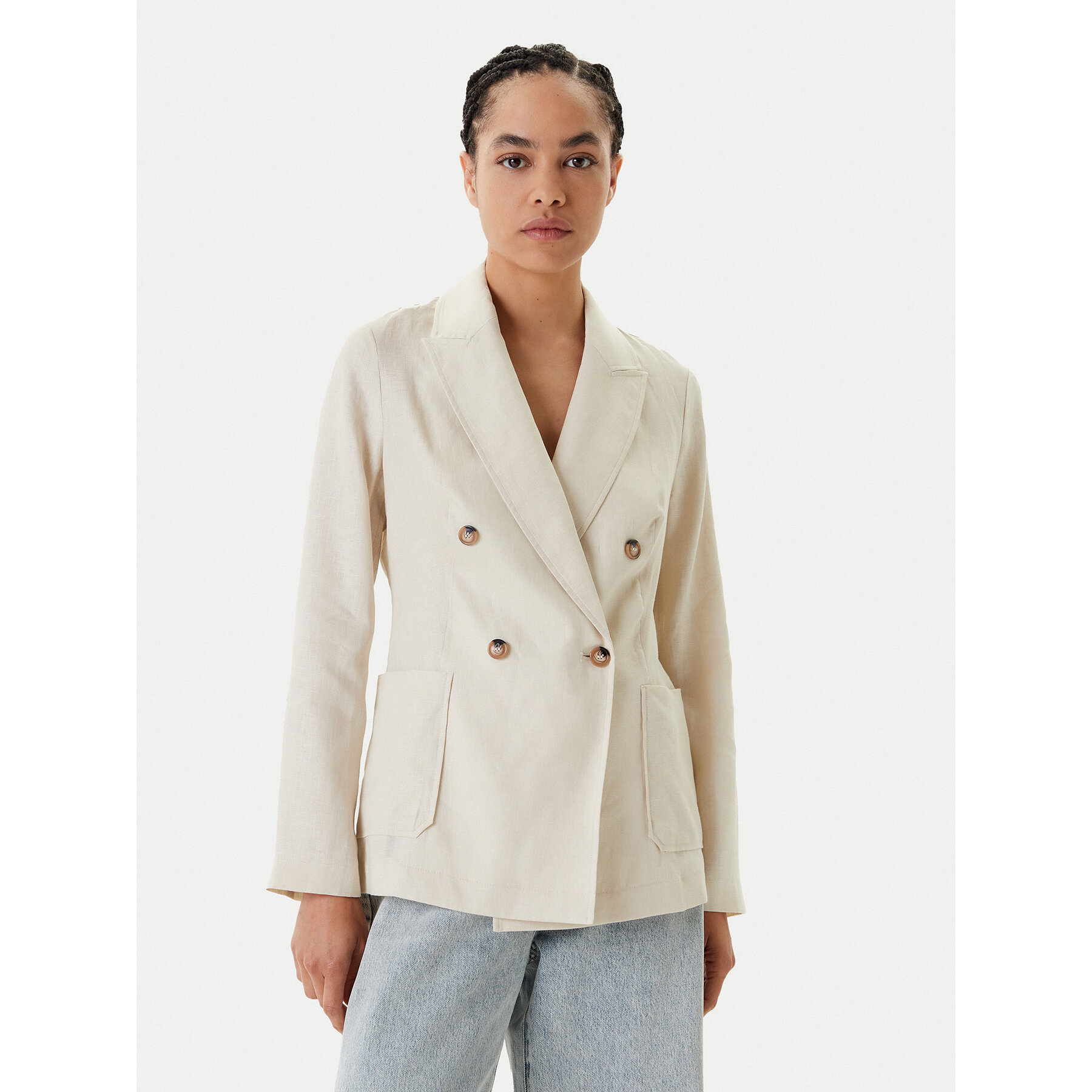 United Colors Of Benetton Marynarka 2AGHDW03E Beżowy Regular Fit