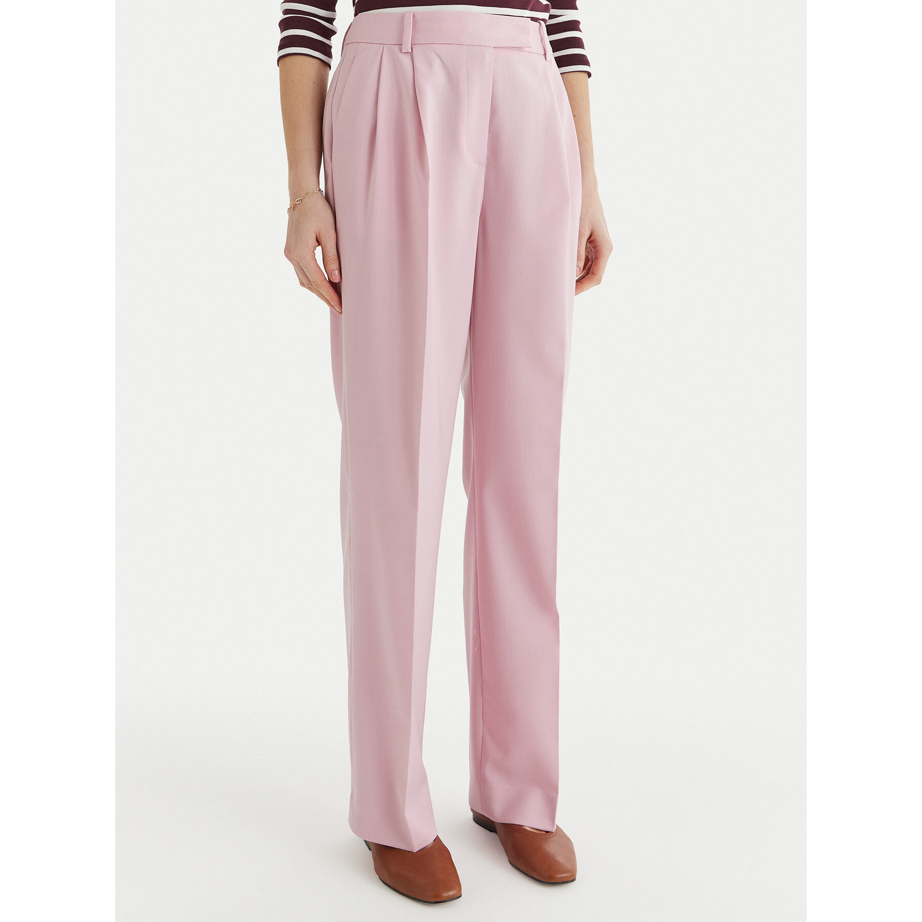 Tommy Hilfiger Spodnie materiałowe Timeless WW0WW48352 Różowy Straight Fit