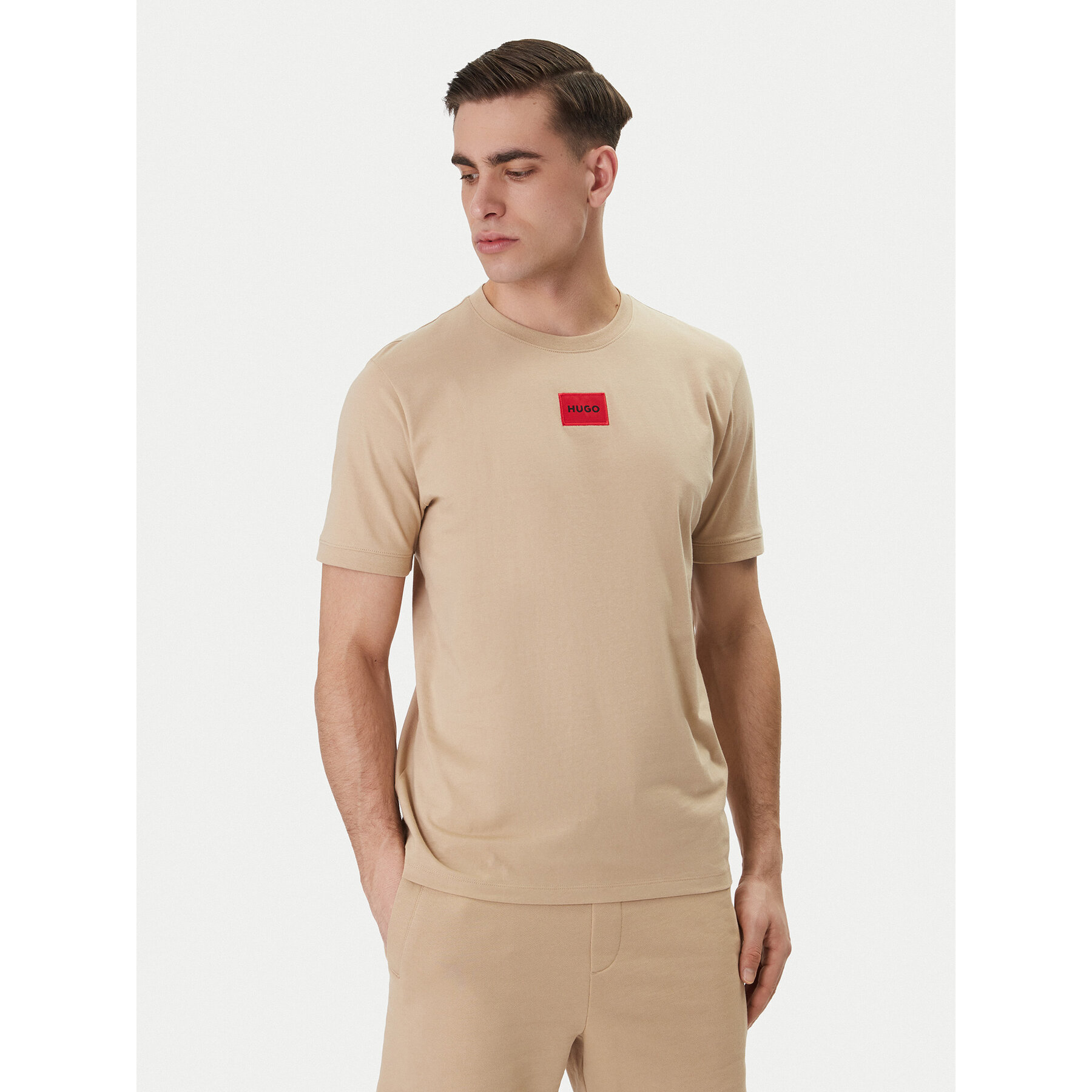 HUGO T-Shirt Diragolino212 50447978 Beżowy Regular Fit