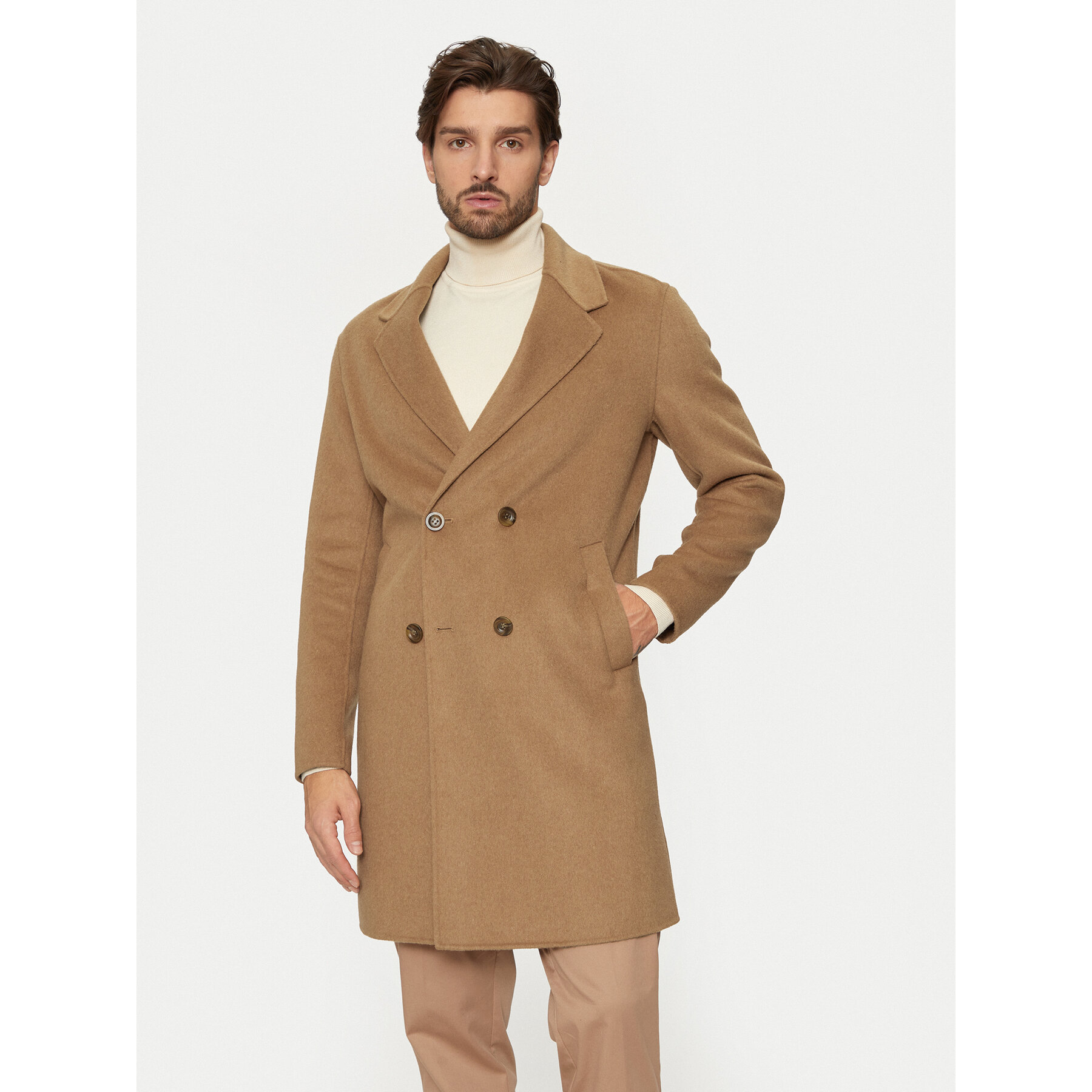 Guess Płaszcz wełniany M4BL47 WGJU2 Beżowy Regular Fit