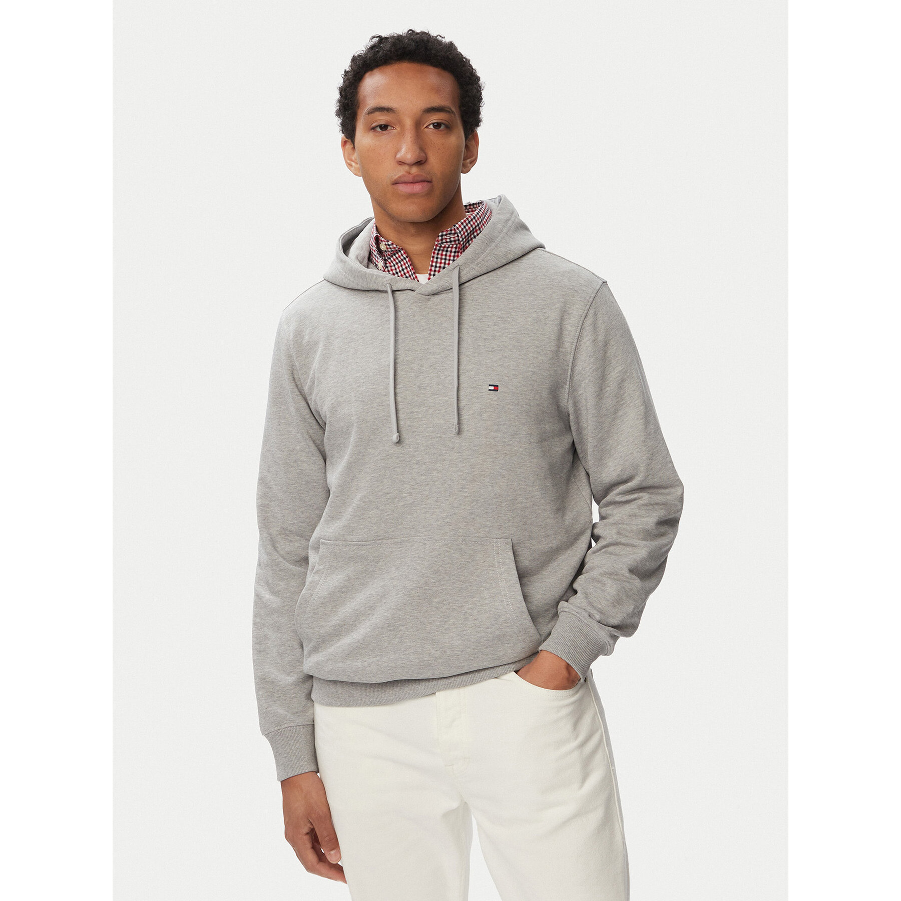 Tommy Hilfiger Bluza Essential Terry MW0MW37235 Szary jasny Regular Fit