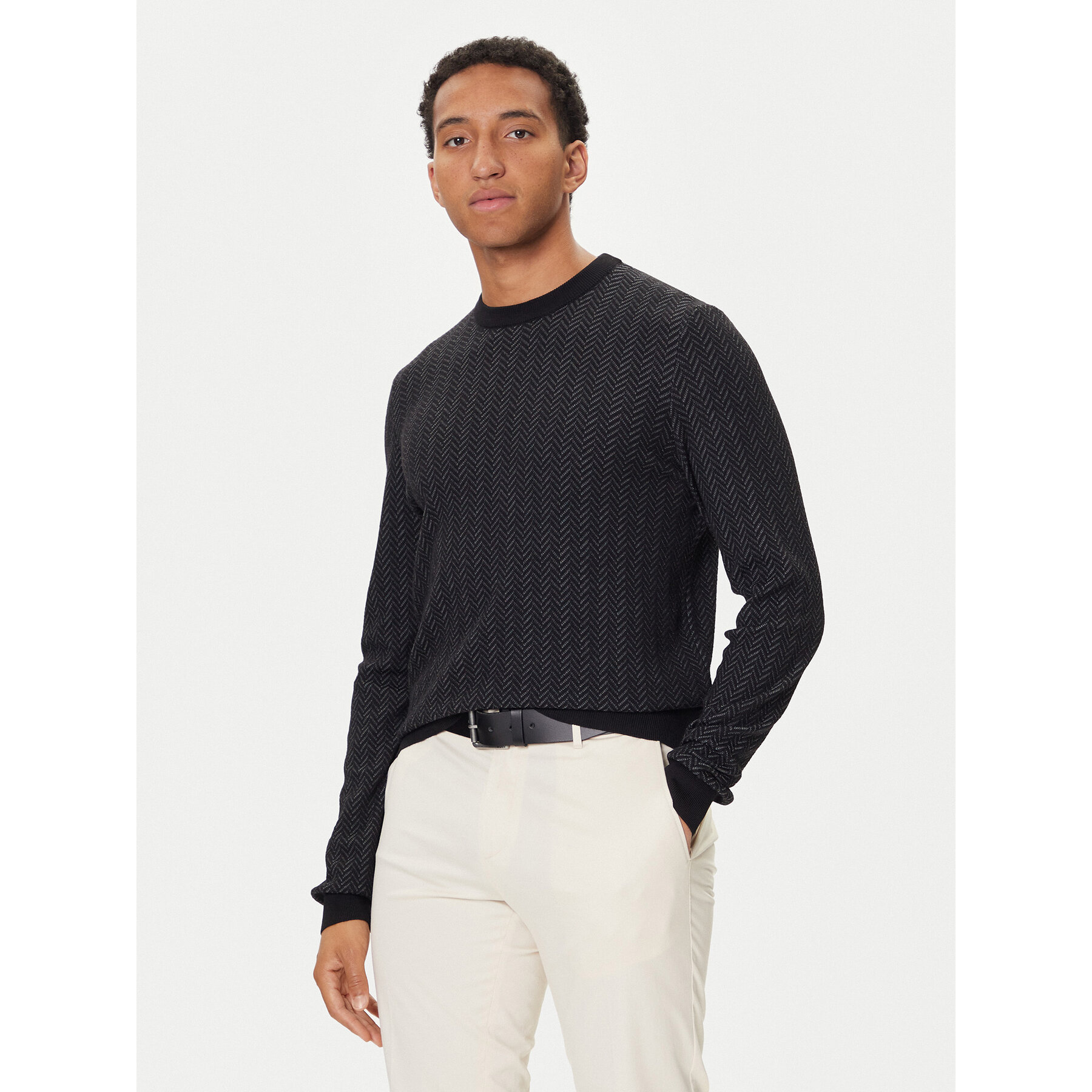BOSS Sweter H-Habito 50549985 Czarny Regular Fit