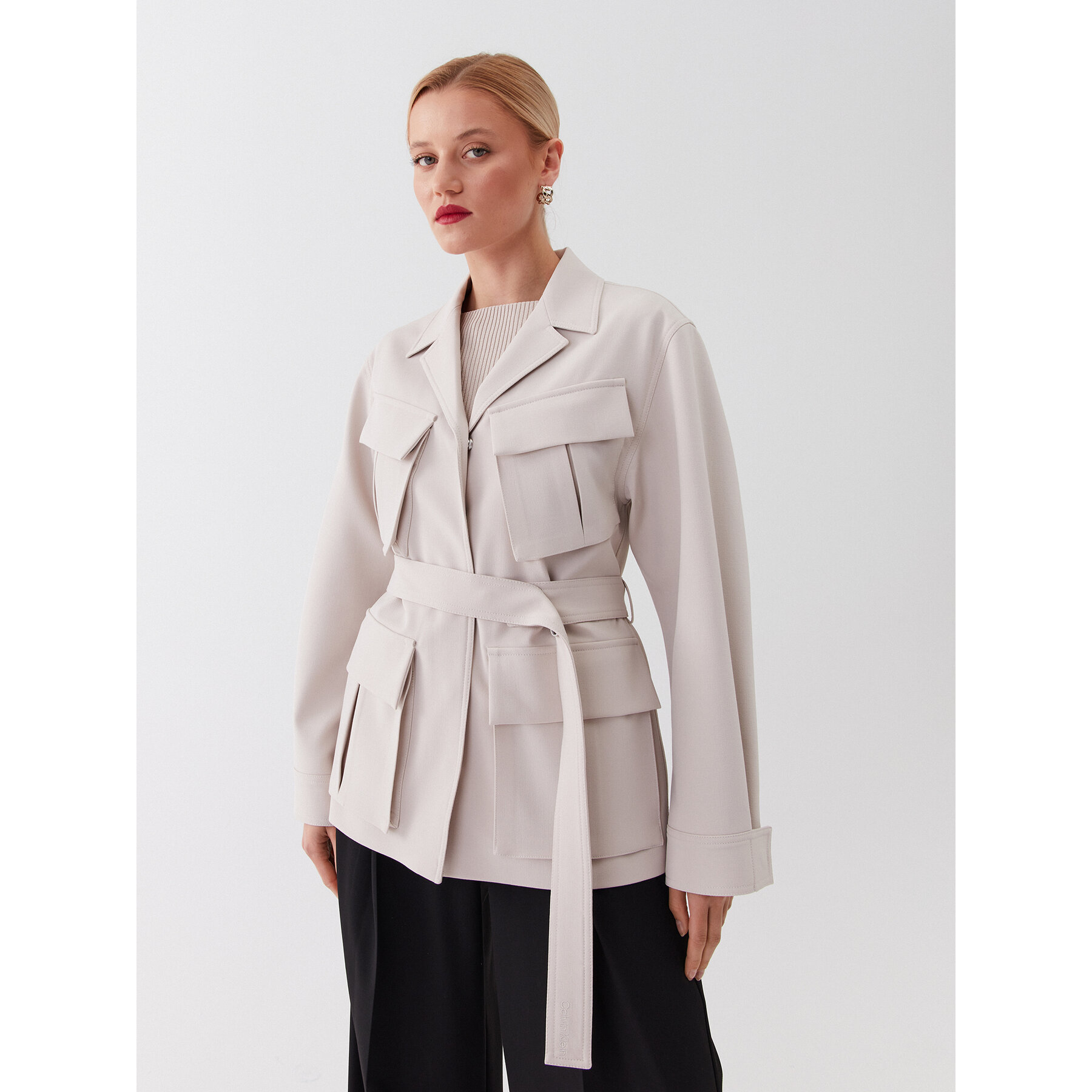 Calvin Klein Płaszcz przejściowy K20K205882 Écru Regular Fit