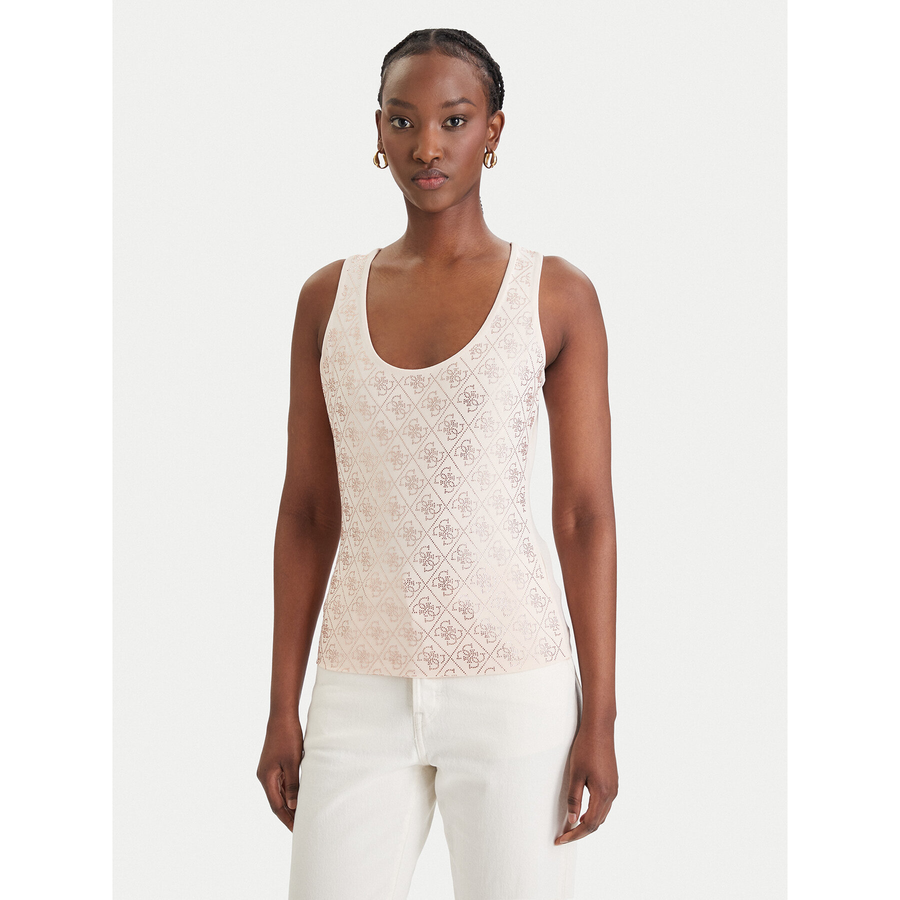 Guess Top W6GP10 K2932 Beżowy Regular Fit