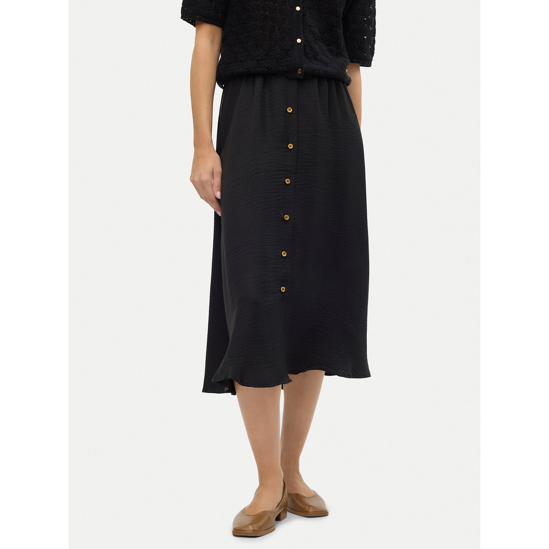 Vero Moda Spódnica midi Melaney 10304134 Czarny Regular Fit