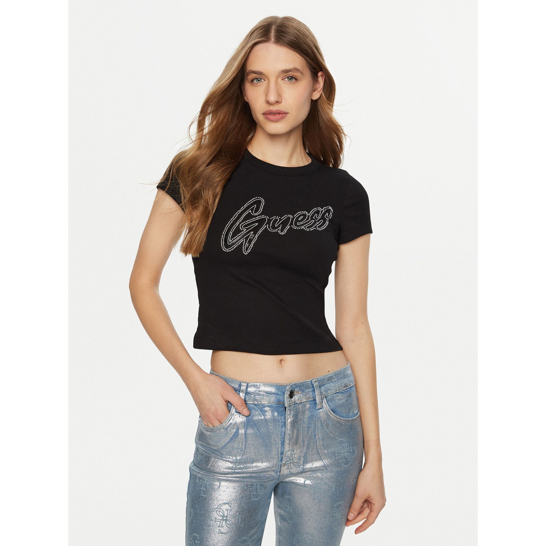 Guess T-Shirt W5RI68 KA0H1 Czarny Regular Fit