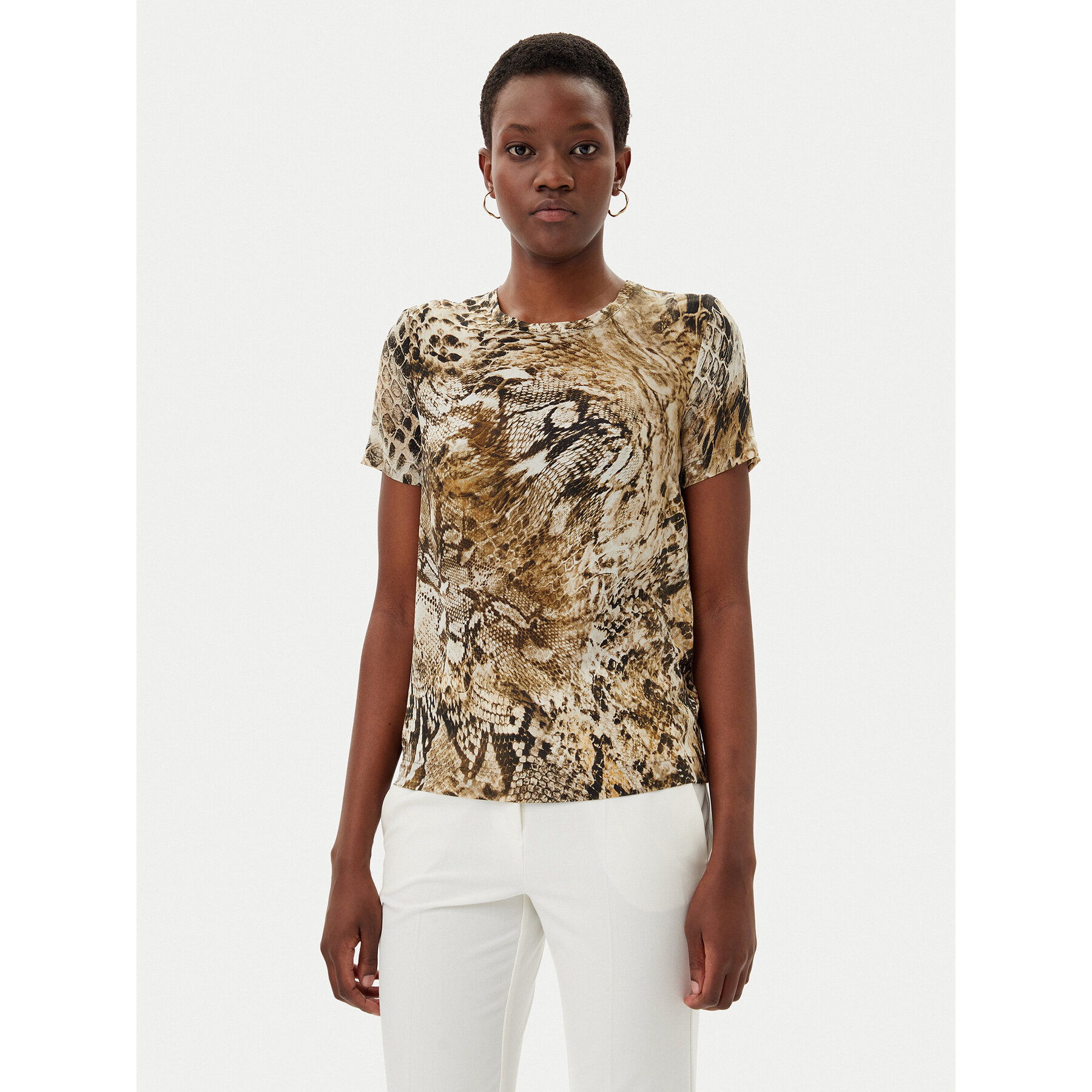 Marciano Guess Bluzka Blusa tatjana ss printed Brązowy Comfort Fit