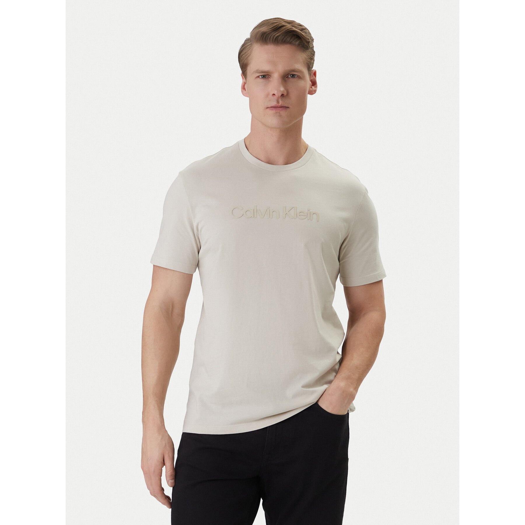 Calvin Klein T-Shirt LV04LF810G Écru Regular Fit