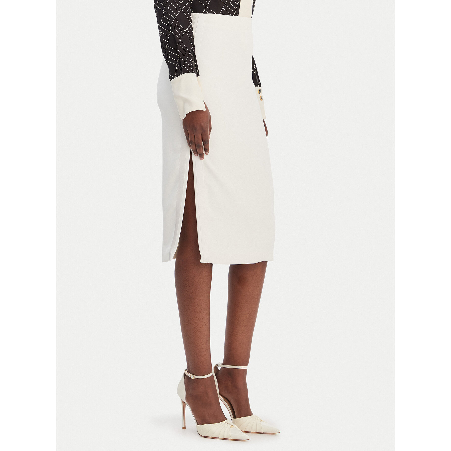 Elisabetta Franchi Spódnica ołówkowa GO-164-61E2-V250 Biały Regular Fit