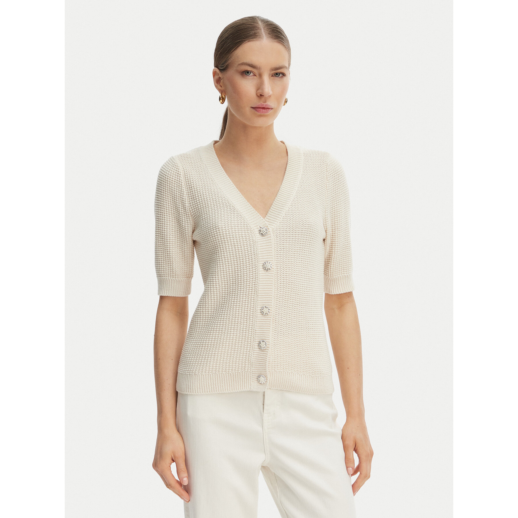 Morgan Kardigan 261-MYRTILE Beżowy Slim Fit