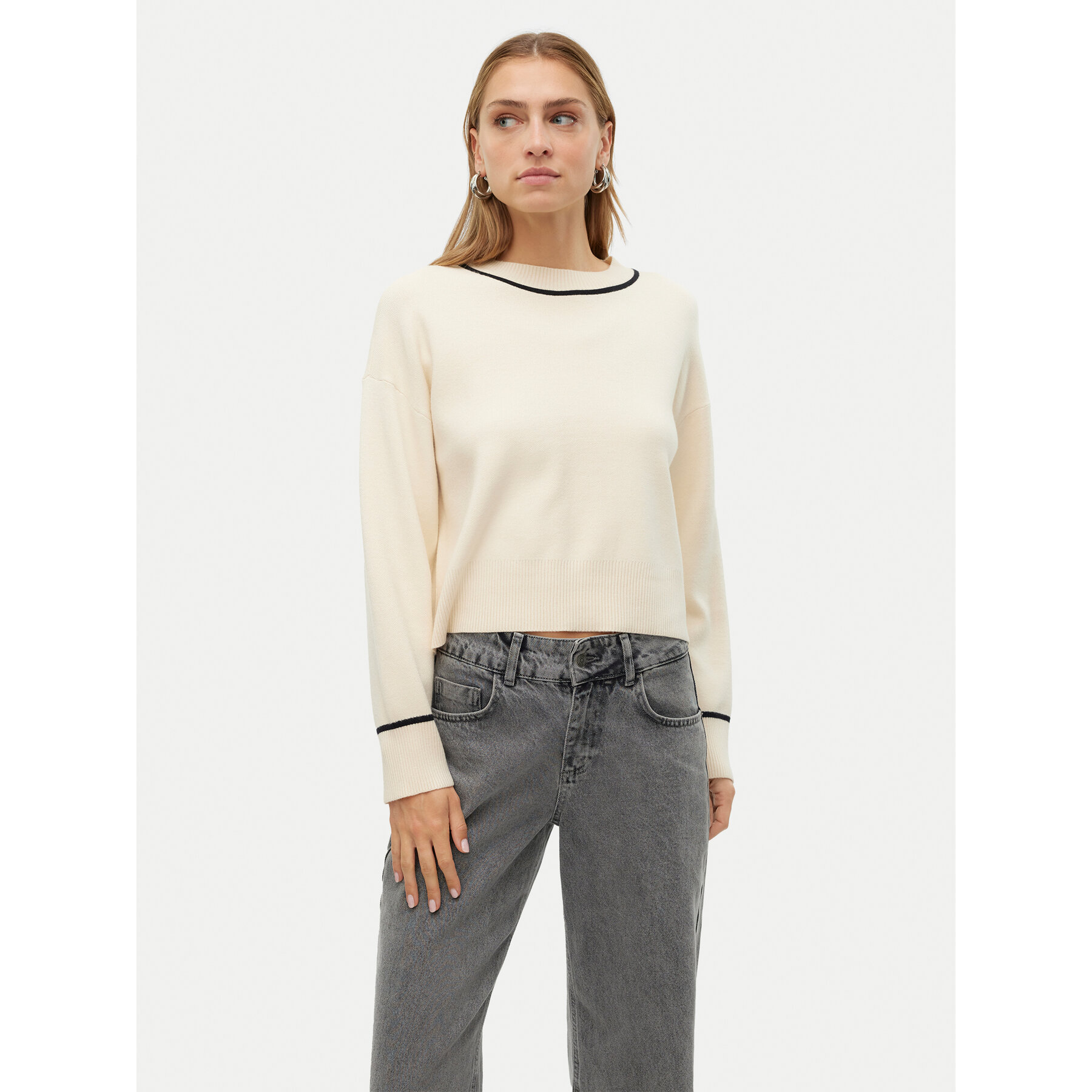 Vero Moda Sweter Saba 10318077 Écru Regular Fit