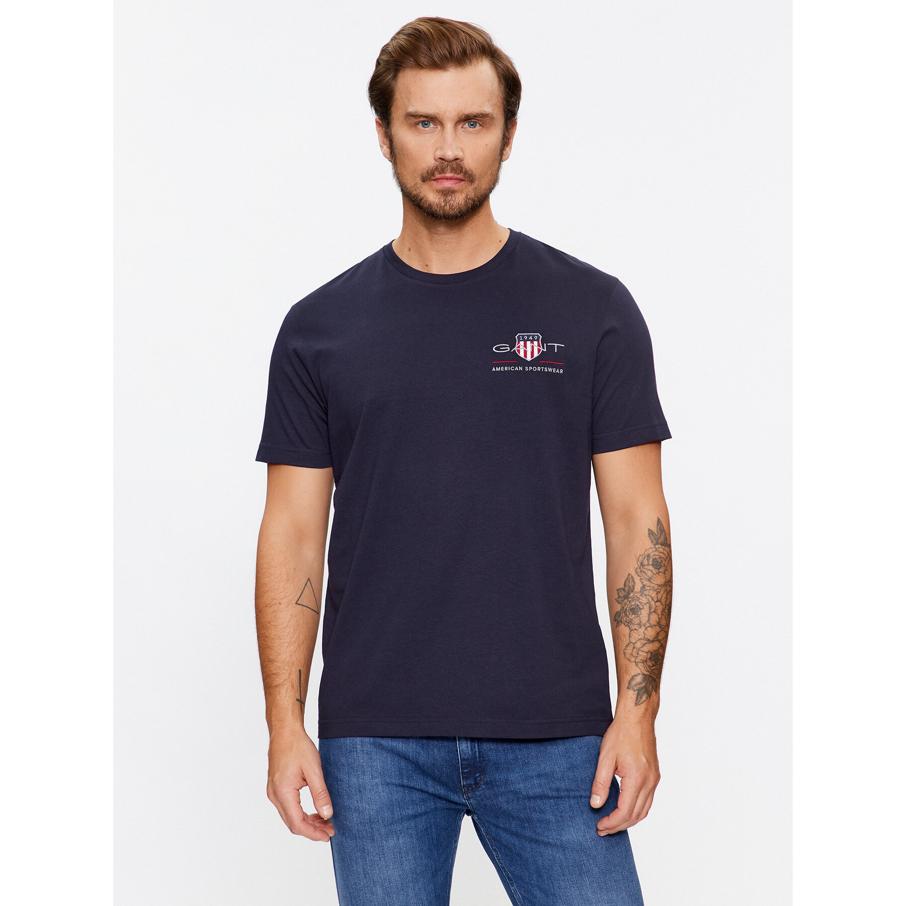 Gant T-Shirt Reg Archive Shield Emb Ss 2067004 Granatowy Regular Fit