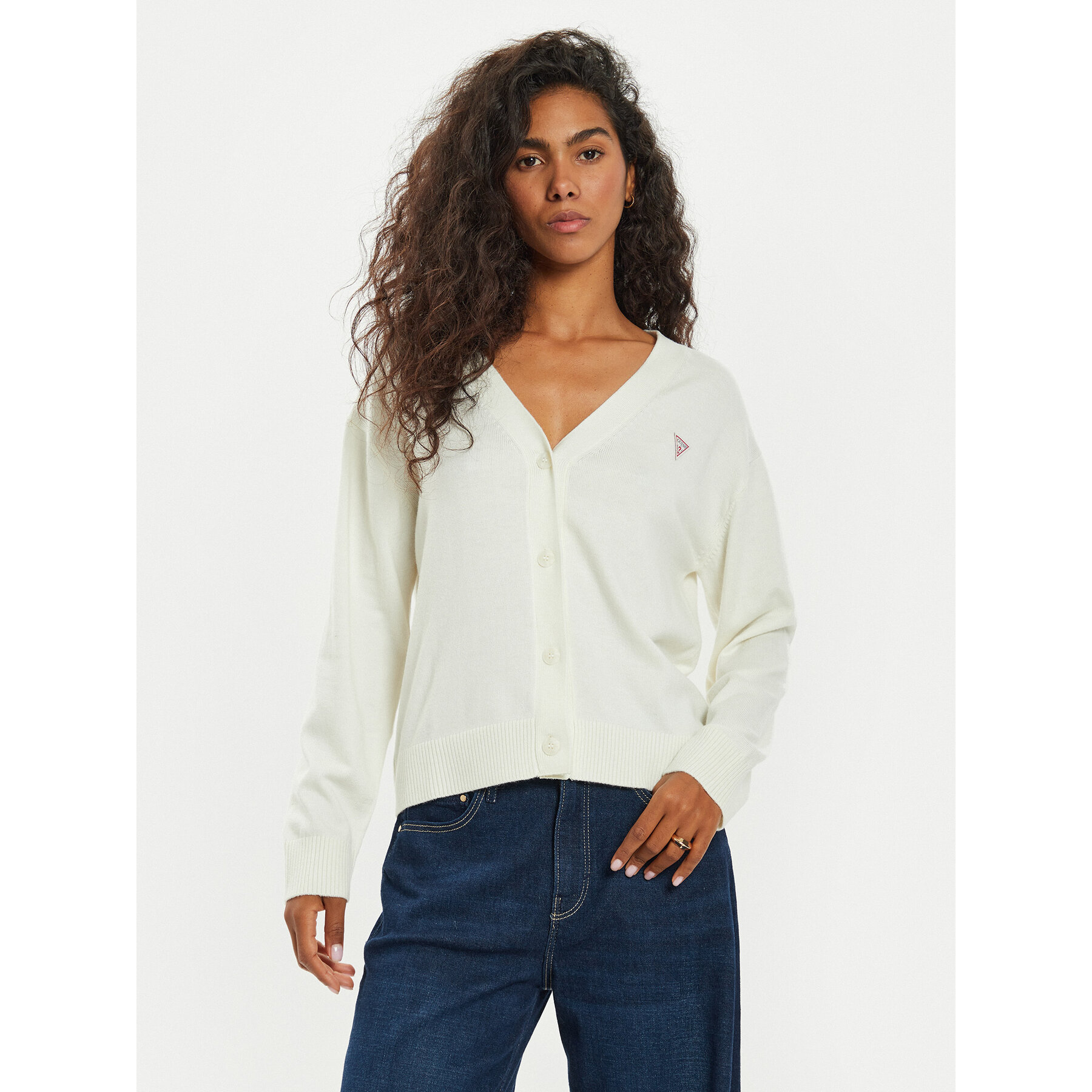 Guess Jeans Kardigan W4BR16 Z3HO2 Écru Regular Fit