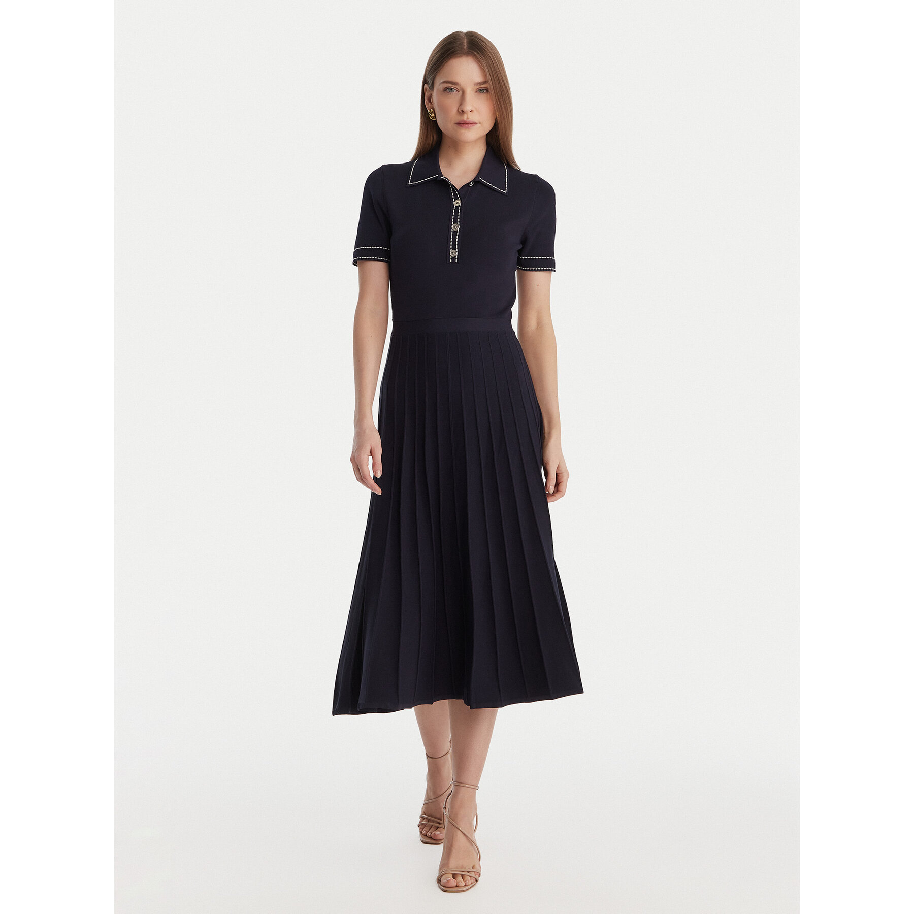 MICHAEL Michael Kors Sukienka dzianinowa MR683C0BFD Granatowy Slim Fit