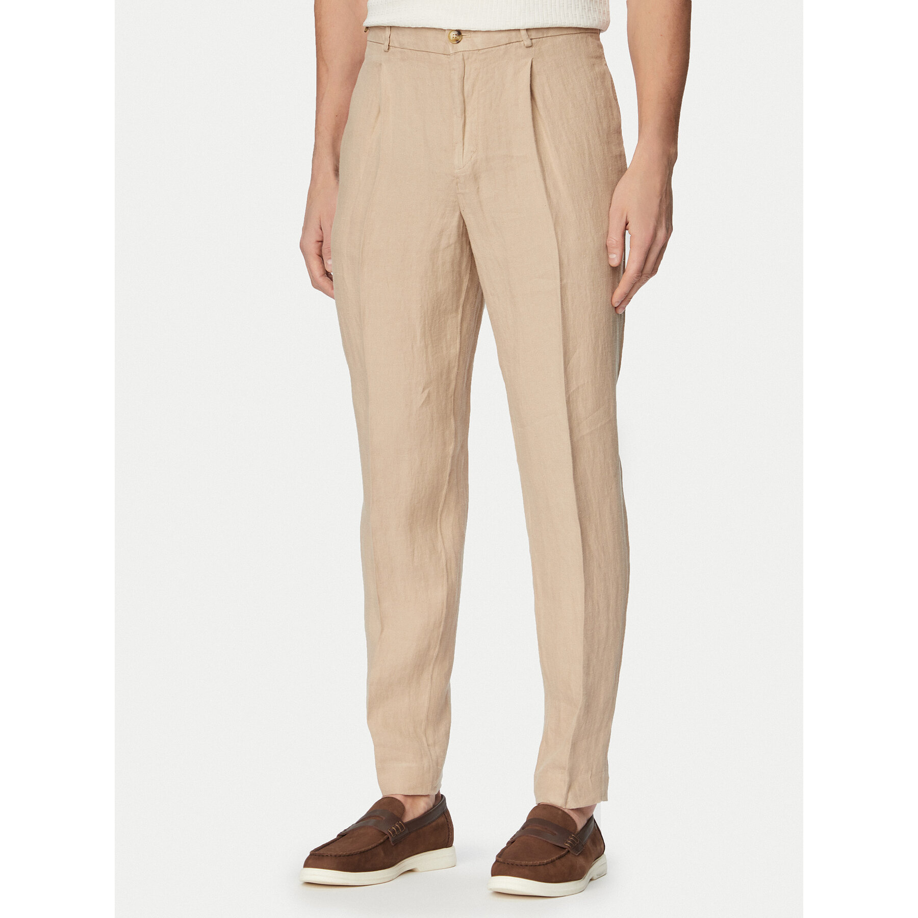Tommy Hilfiger Spodnie materiałowe Smart Casual MW0MW42708 Beżowy ciemny Regular Fit