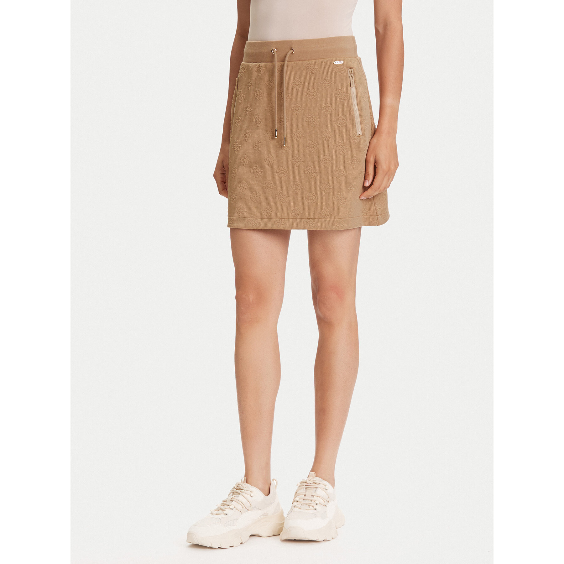 Guess Spódnica mini V5YD03 KBSL2 Brązowy Regular Fit