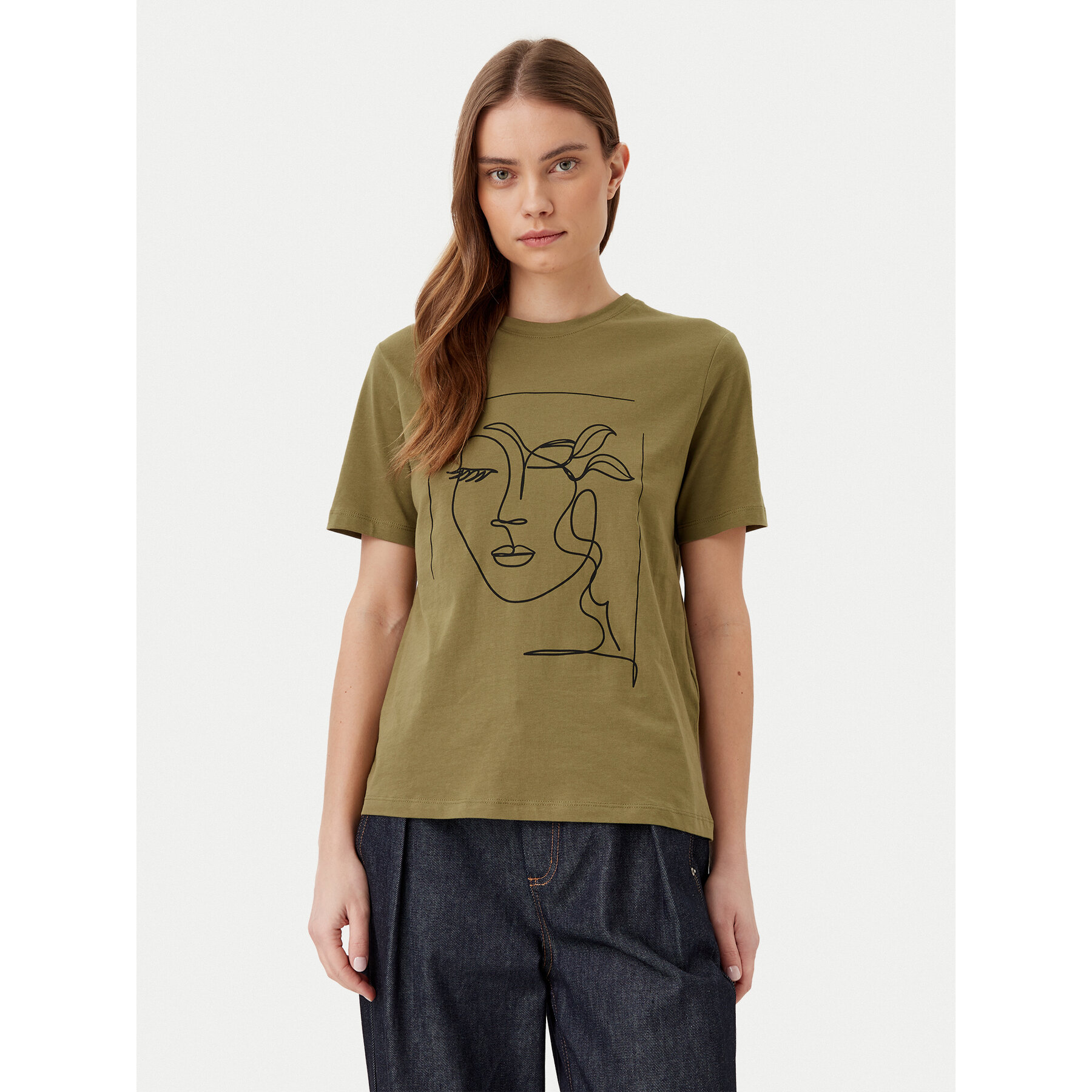 Vila T-Shirt Sybilla 14103247 Zielony Regular Fit