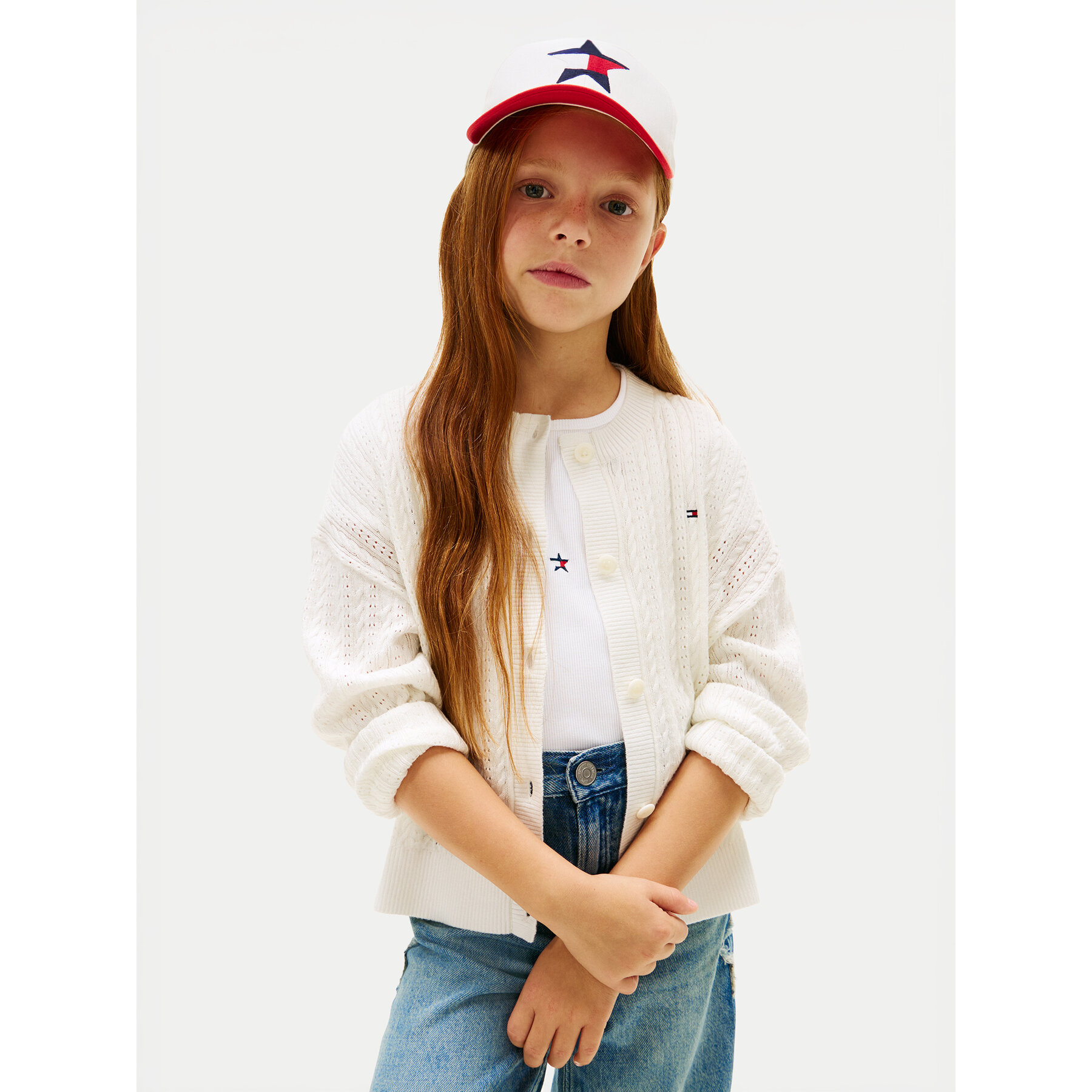 Tommy Hilfiger Kardigan KG0KG09378 Biały Relaxed Fit