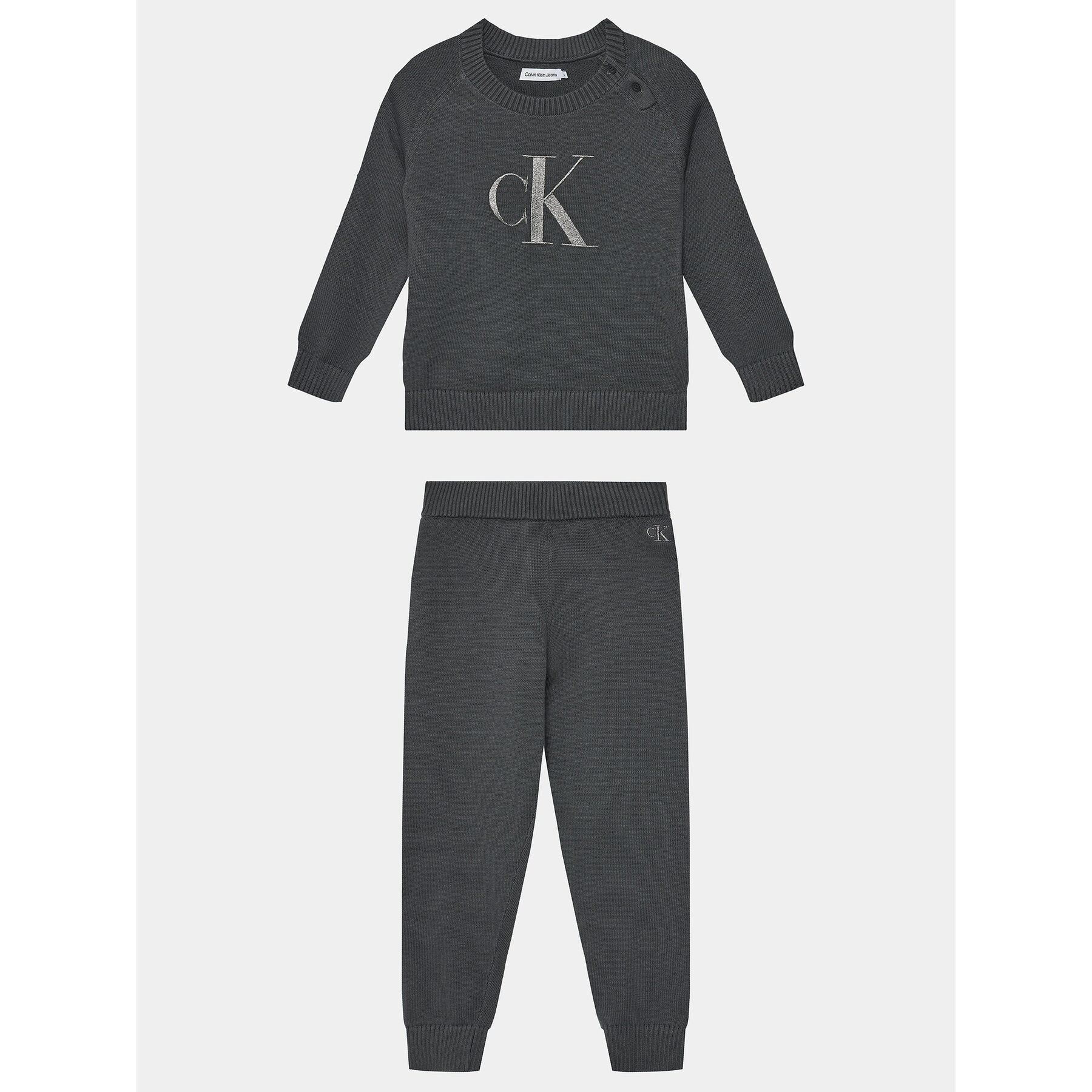 Calvin Klein Jeans Komplet sweter i spodnie materiałowe IN0IN00167 Szary Regular Fit