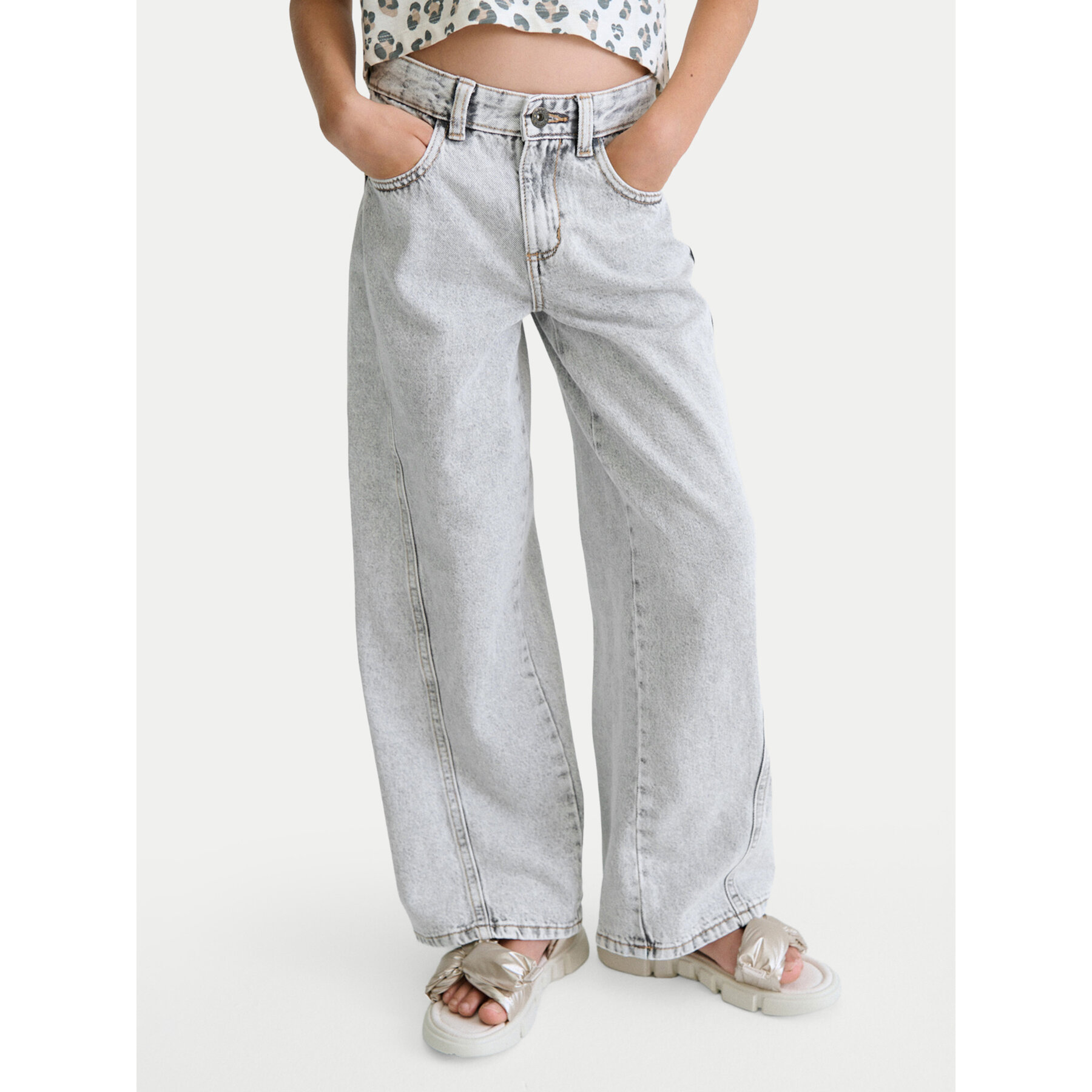 Mayoral Jeansy 6552 Szary Wide Leg