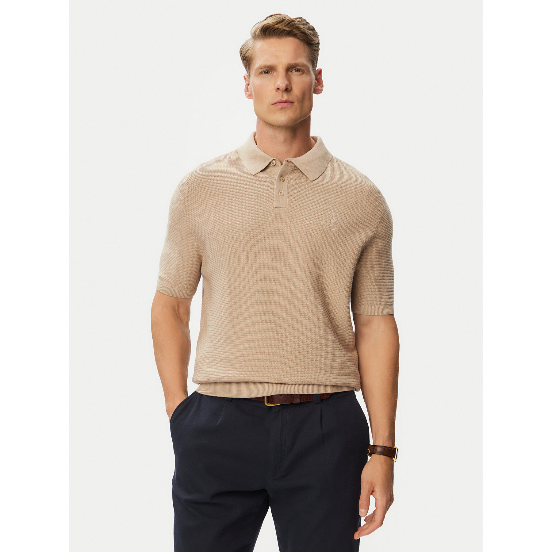 Beverly Hills Polo Club Polo P-SS26M-M7280BEI Beżowy Regular Fit
