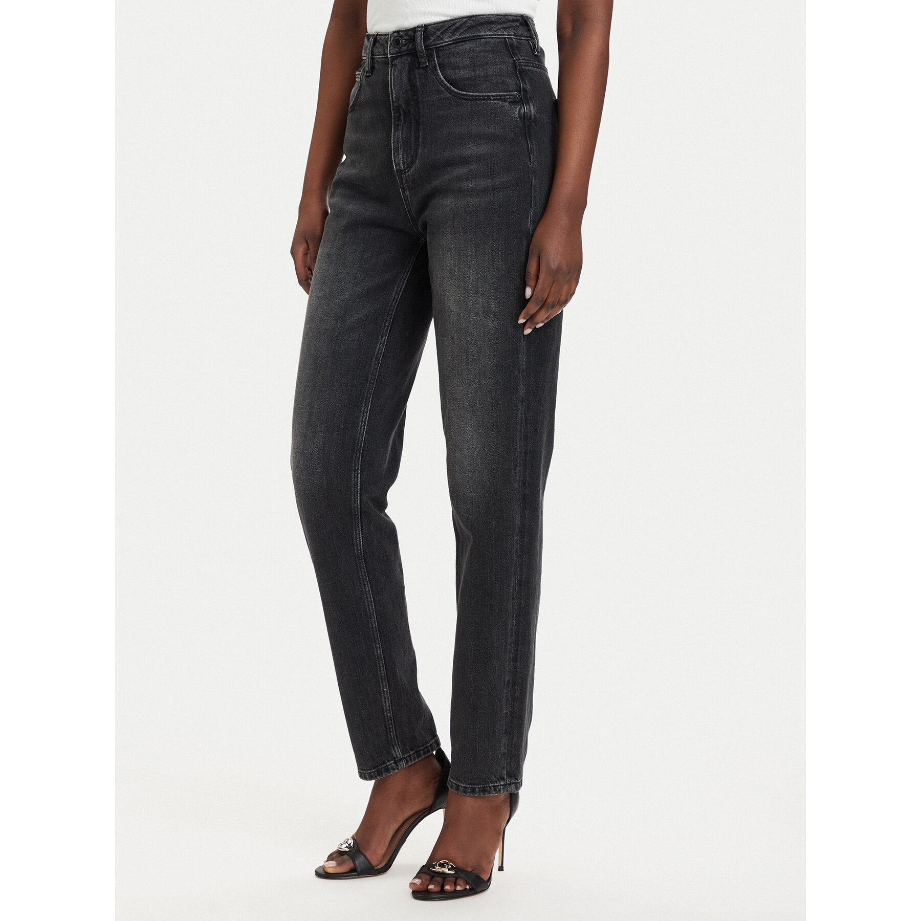 Guess Jeansy W2YA21 D4QD1 Czarny Mom Fit