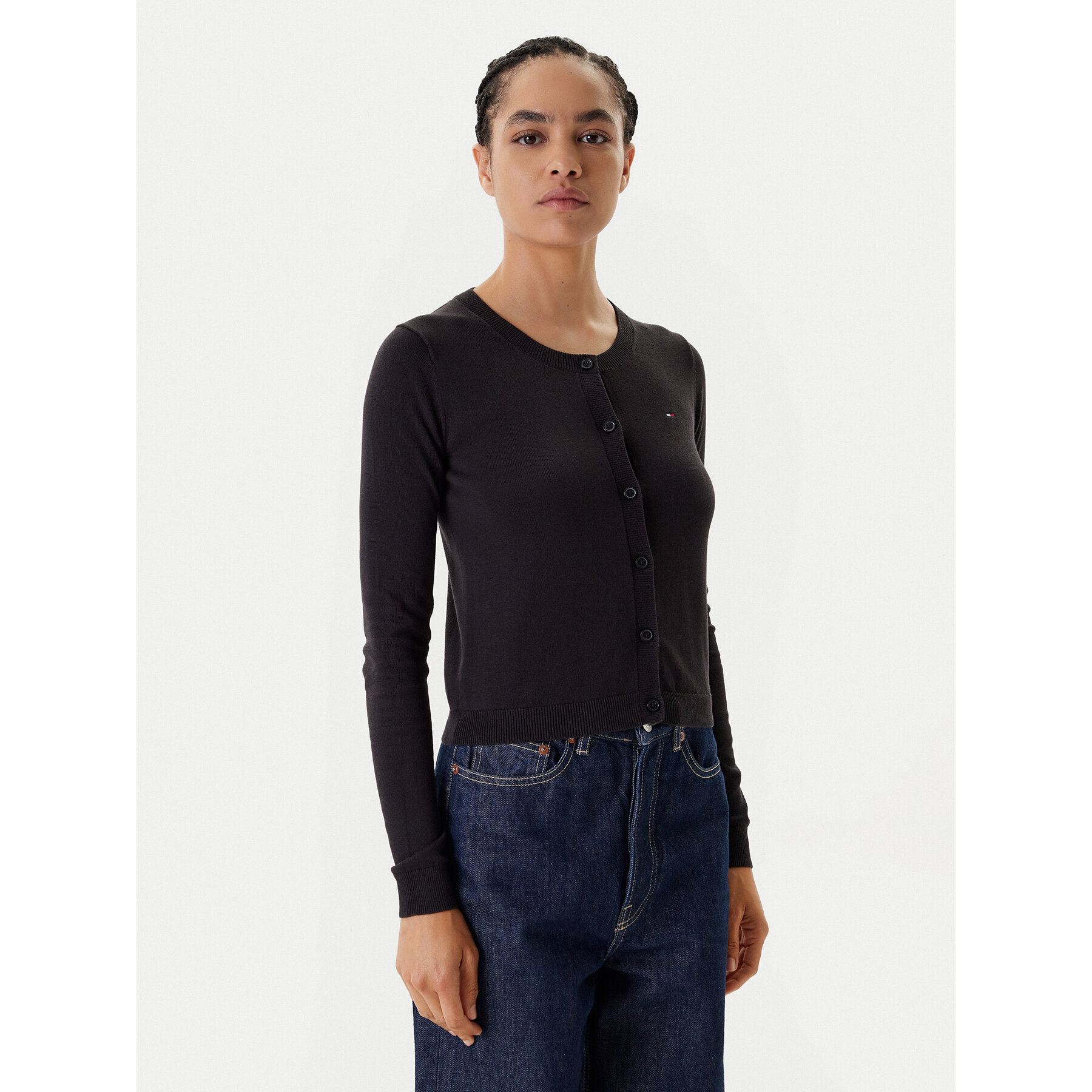 Tommy Jeans Kardigan Essential DW0DW20976 Czarny Regular Fit