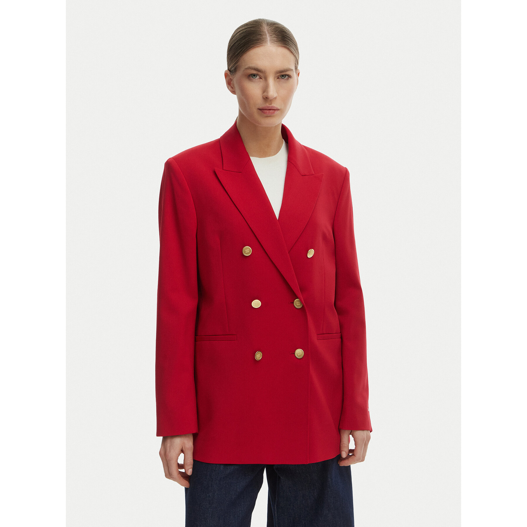 Tommy Hilfiger Marynarka WW0WW50784 Czerwony Relaxed Fit