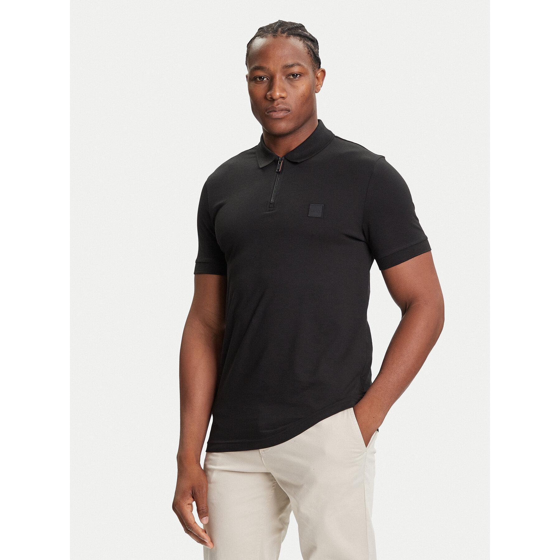 BOSS Polo Passerzip 50537507 Czarny Slim Fit