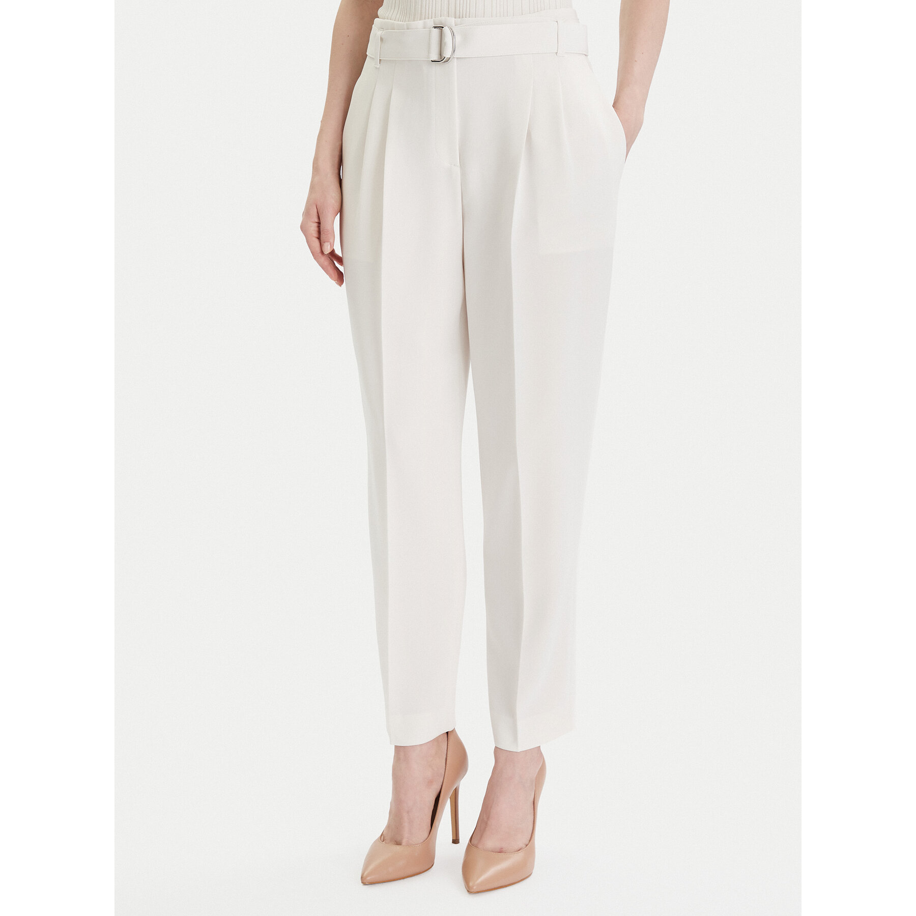 Boss Spodnie materiałowe Tapiah 50490037 Écru Relaxed Fit