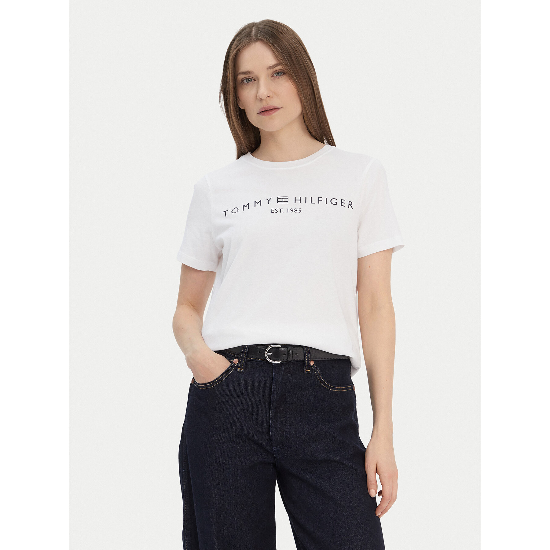 Tommy Hilfiger T-Shirt Logo WW0WW40276 Biały Regular Fit