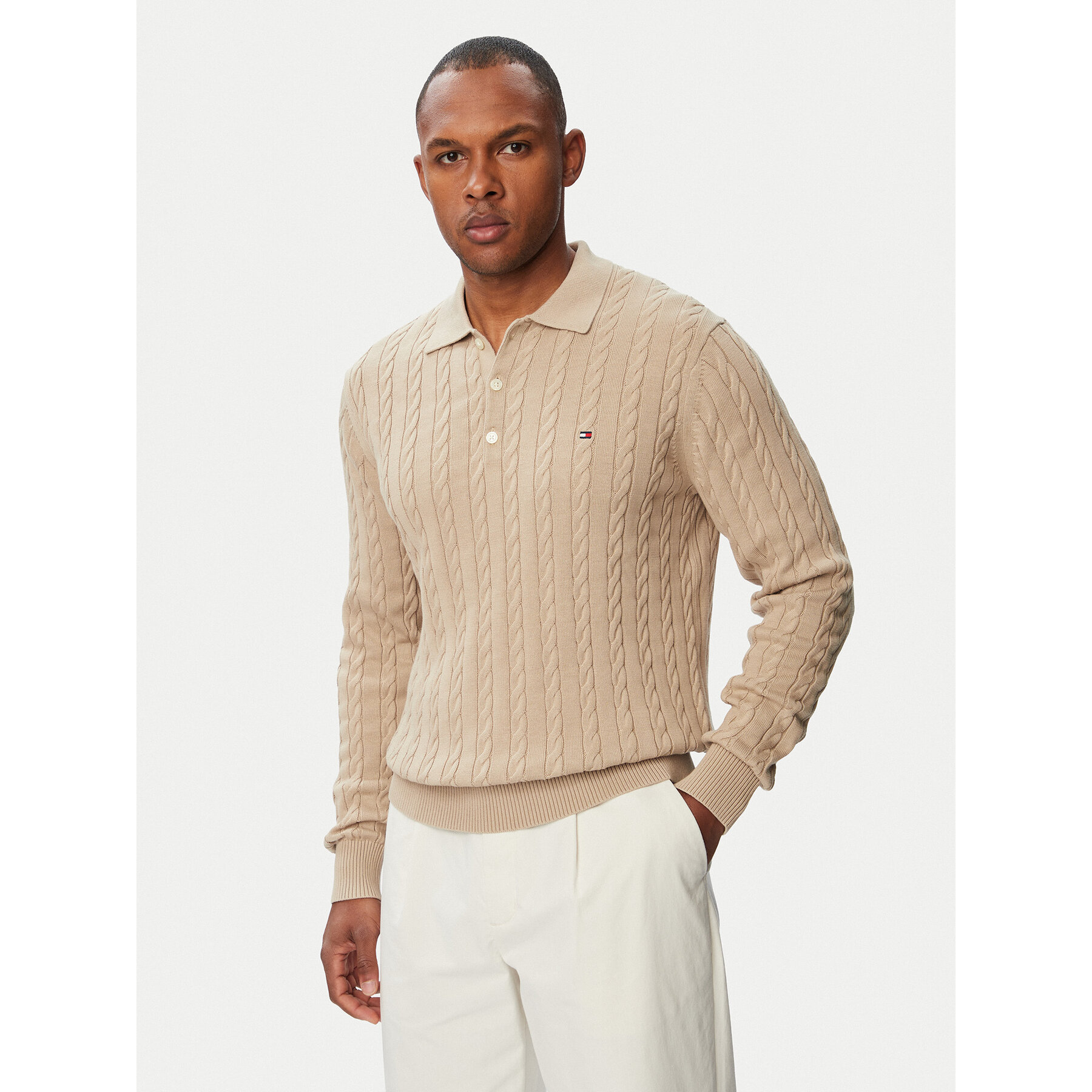 Tommy Hilfiger Sweter Classic MW0MW41955 Beżowy jasny Regular Fit
