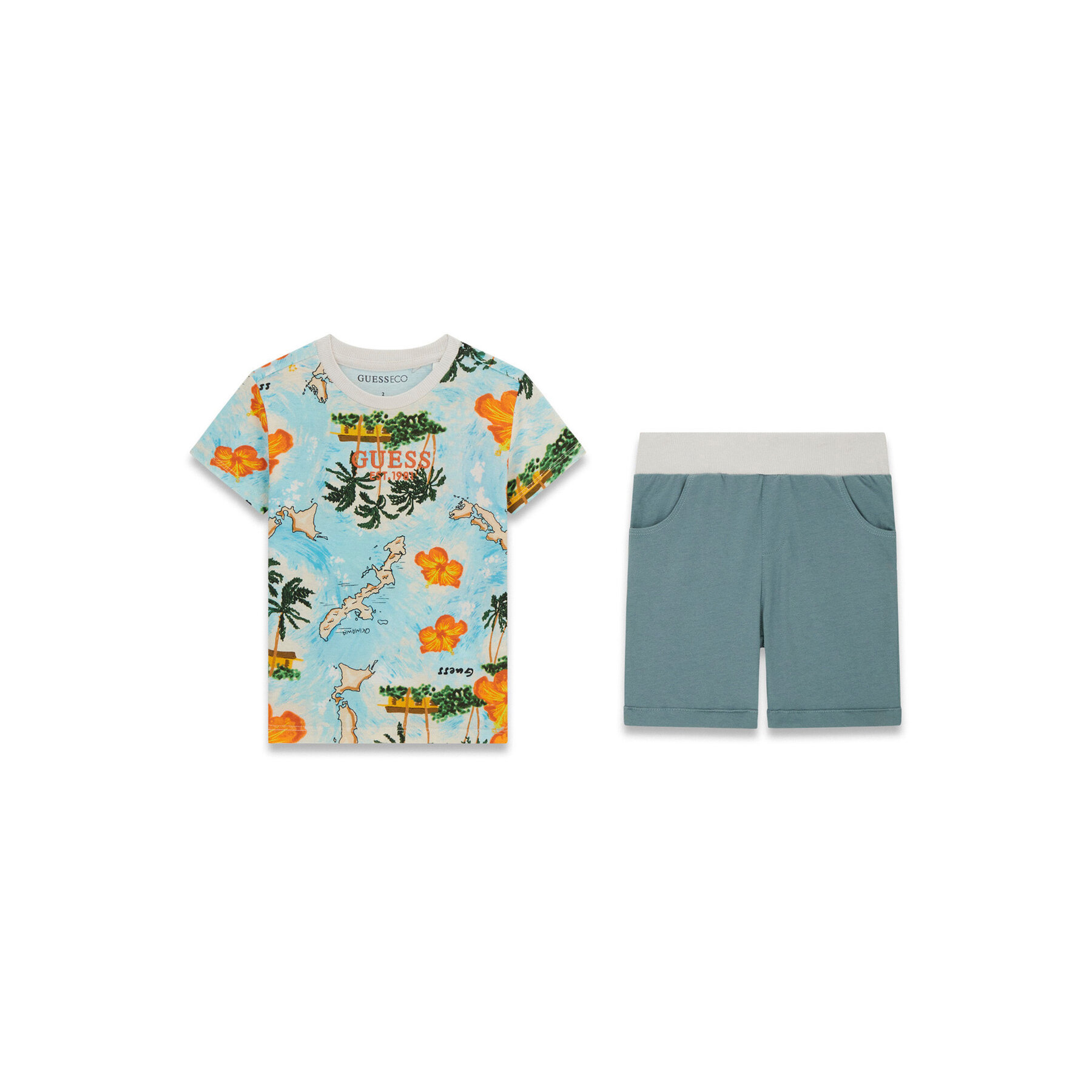 Guess Komplet t-shirt i spodenki N6GG04 K8HM4 Kolorowy Regular Fit
