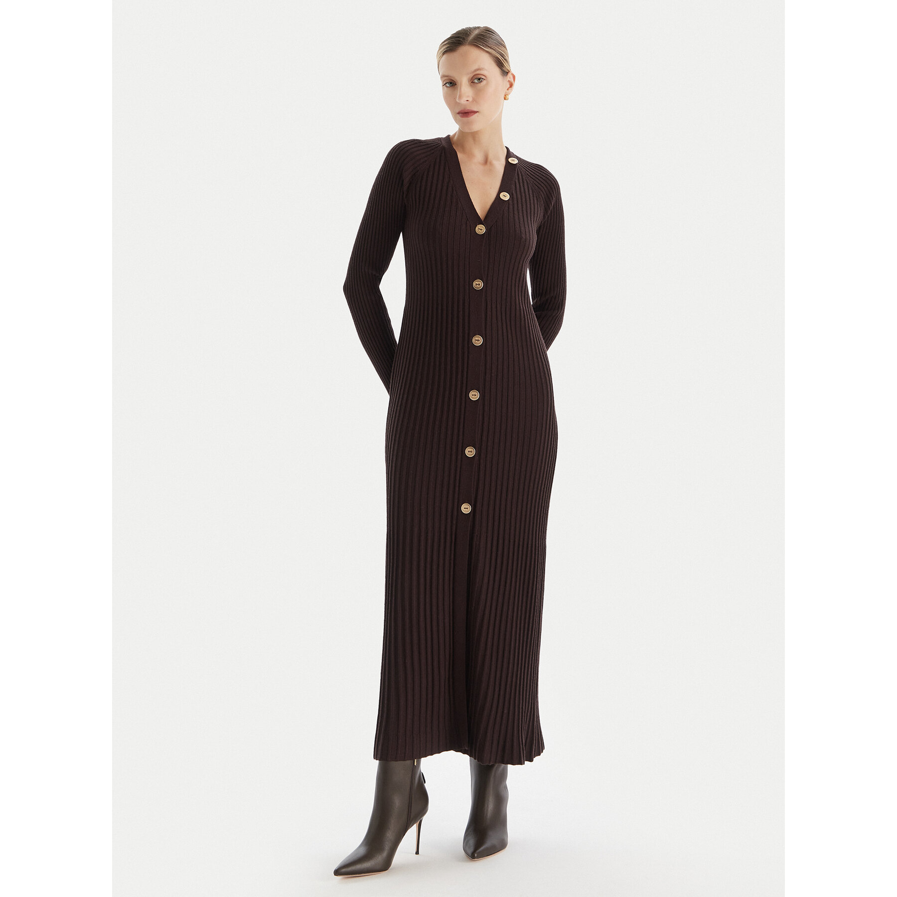 TWINSET Sukienka dzianinowa 252TT3400 Brązowy Slim Fit