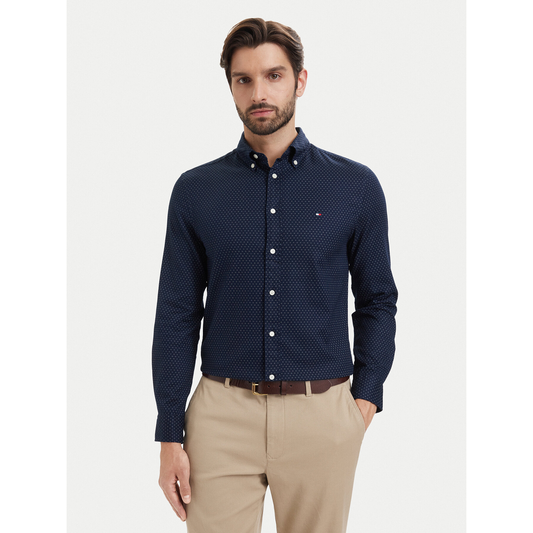 Tommy Hilfiger Koszula Poplin MW0MW43318 Granatowy Regular Fit