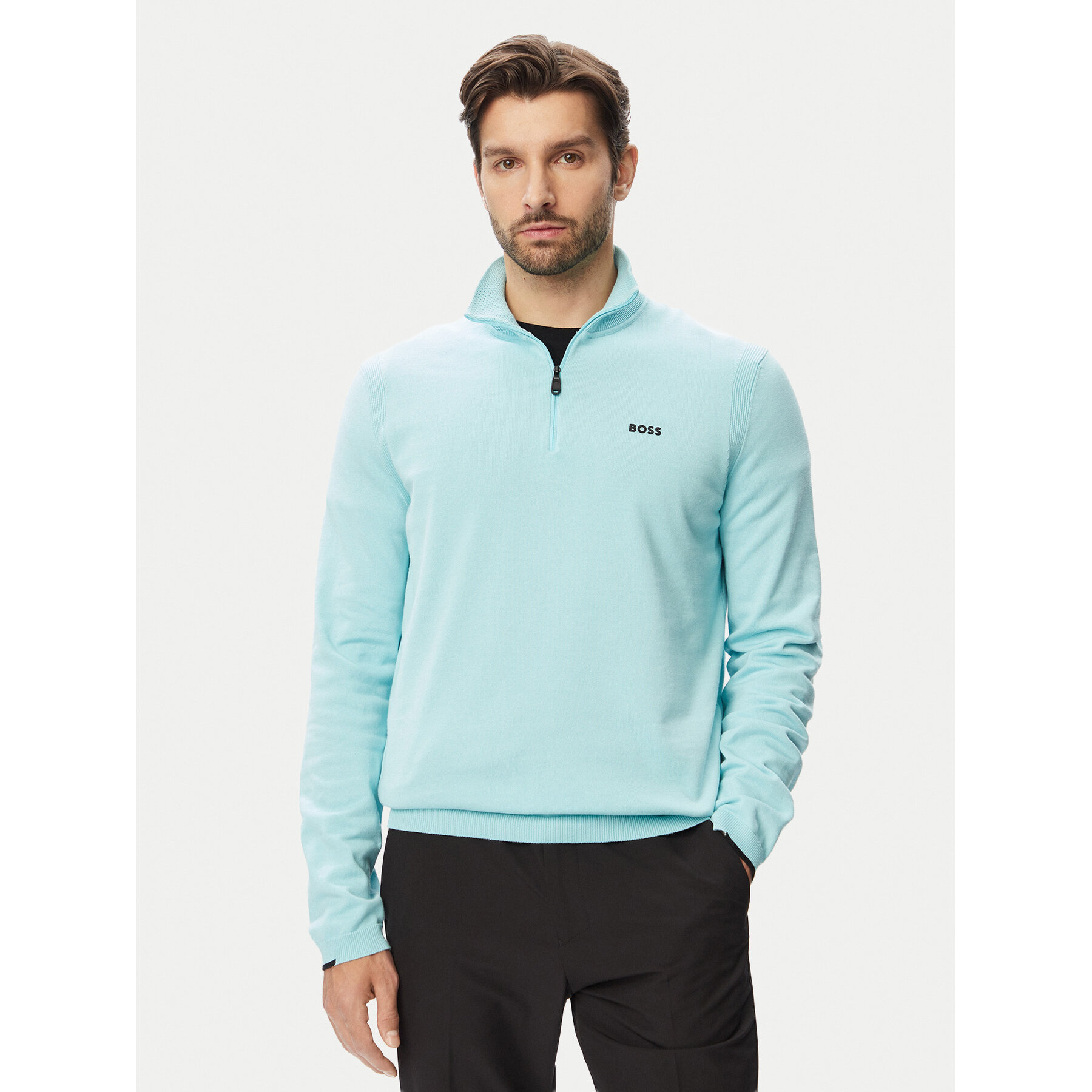 BOSS Sweter KN Ever 50556146 Niebieski jasny Regular Fit