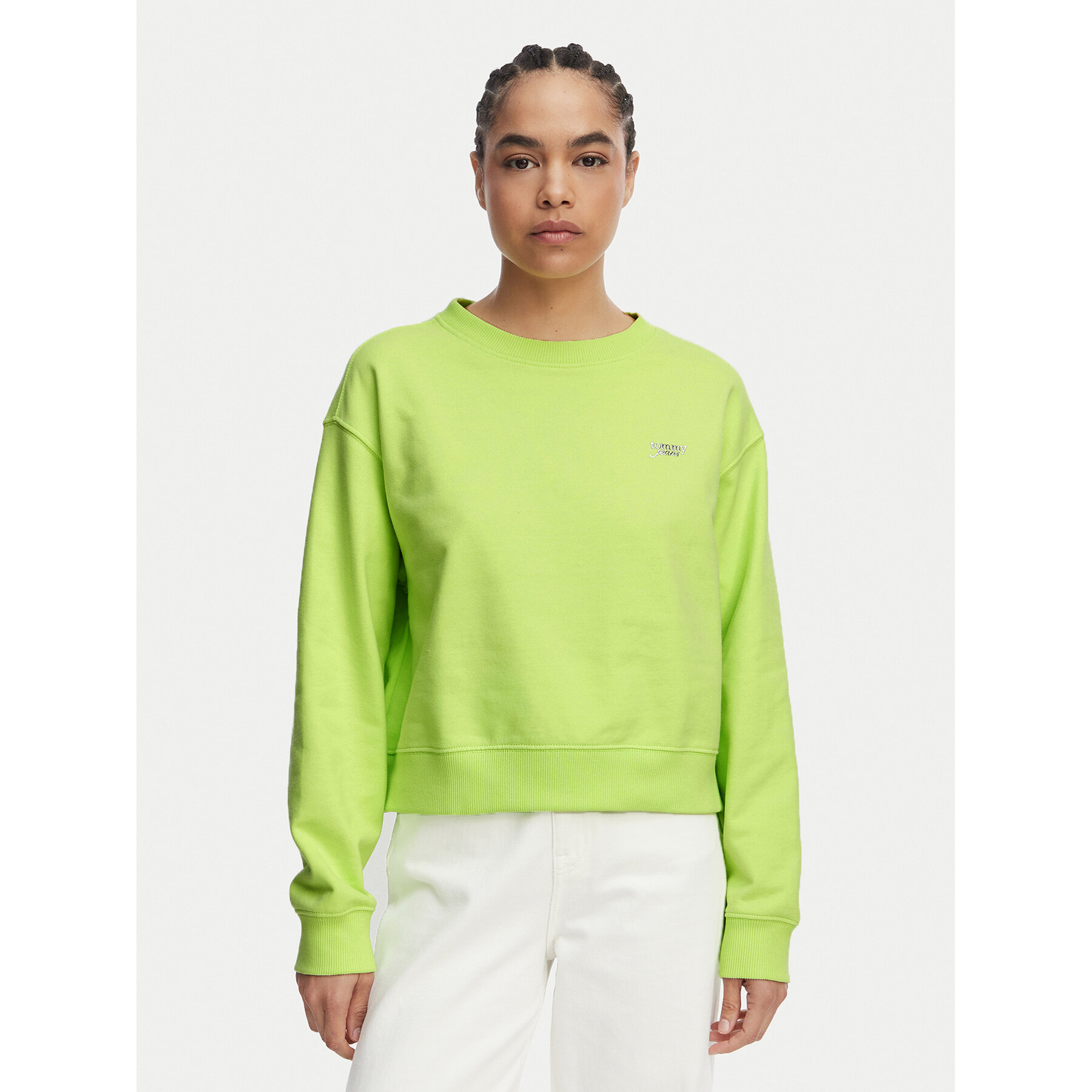 Tommy Jeans Bluza Athleisure Metallic DW0DW22996 Zielony jasny Relaxed Fit