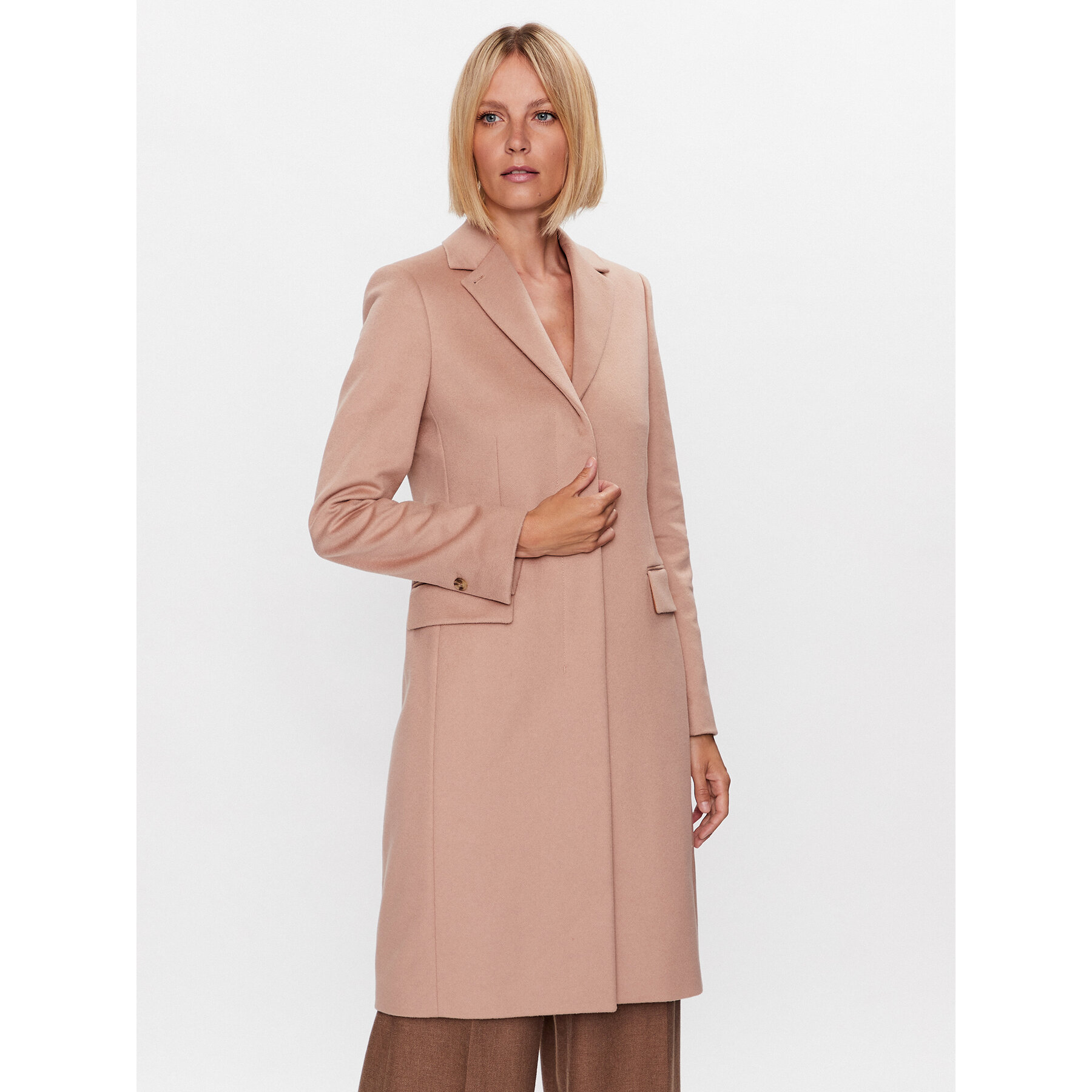 Calvin Klein Płaszcz wełniany K20K205670 Beżowy Regular Fit