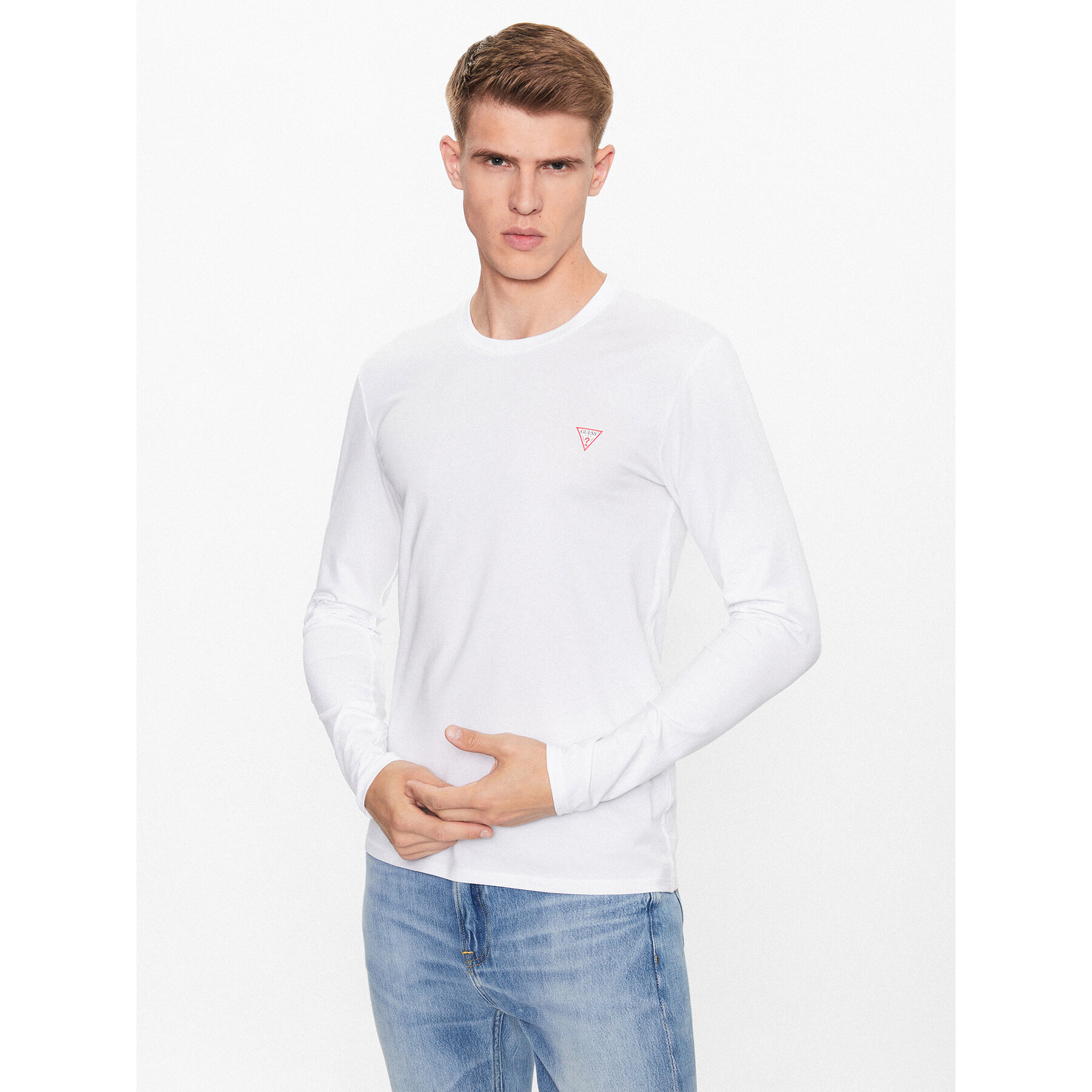 Guess Longsleeve M2YI28 J1314 Biały Slim Fit